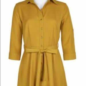 Sharagano fit flare shirt dress 16 Color: Gold
